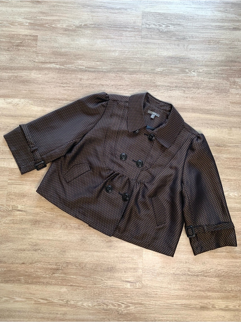 Apt. 9 Y2K Brown Black Honeycomb Double Breasted Jacket XL